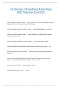 AP Statistics A Final Exam Exam Paper With Solutions 2024&sol;2025
