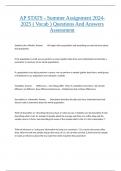 AP STATS - Summer Assignment 2024-2025 &lpar; Vocab &rpar; Questions And Answers Assessment