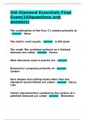 GIA Diamond Essentials Final Exam&lpar;105questions and answers&rpar;&period;