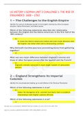 US HISTORY 1 SOPHIA UNIT 2 CHALLENGE 1&colon; THE RISE OF ENGLANDED&colon; 1600 &ndash; 1763&comma;100&percnt; CORRECT