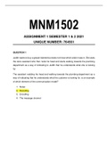 MNM1502 Assignment 1 semester 1&2 2021