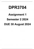 DPR3704 Assignment 1 &lpar;COMPLETE ANSWERS&rpar; Semester 2 2024 - DUE 30 August 2024 &semi; 100&percnt; TRUSTED Complete&comma; trusted solutions and explanations&period;