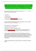Virginia Real Estate License Exam Latest Update 2024-2025 Actual Exam 260 Questions and 100&percnt; Verified Correct Answers Verified by Professor