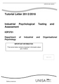 Industrial Psychological Testing and Assessment   iop3701201_2018