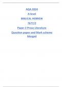 AQA 2024 A-level BIBLICAL HEBREW 7677&sol;2 Paper 2 Prose Literature Question paper and Mark scheme Merged