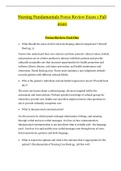 Nursing Fundamentals Focus Review Exam 1 Fall 2020