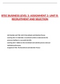 BTEC Business Level 3: Assignment 2- Unit 8: Recruitment and Selection