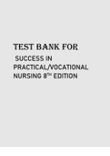 TEST BANK FOR SUCCESS IN PRACTICAL VOCATIONAL NURSING 8TH EDITION BY KNECHT