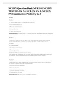 NCSBN Question Bank NUR 101 NCSBN TEST BANK for NCLEX RN & NCLEX PN Examination-Pretest-Q & A
