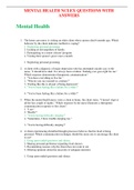 MENTAL HEALTH NCLEX QUESTIONS WITH ANSWERS &vert; Already Graded A&period;