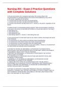 Nursing 201 - Exam 2 Practice Questions with Complete Solutions