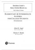 Elementary and Intermediate Algebra for College Students 5th Edition by Allen R&period; Angel SOLUTION