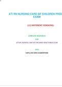 ATI-RN-NURSING-CARE-OF-CHILDREN-PROCTORED-EXAM-(11-VERSIONS) (2021)| VERIFIED DOCUMENT, 100% CORRECT