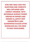 IICRC WRT 2023&sol; 2024 TEST QUESTIONS AND COMPLETE WELL EXPLAINED 100&percnt; CORRECT ANSWERS  WITH RATIONALES ALREADY PASSED  VERIFIED BY EXPERTS AND GRADED A&plus;  LATEST 2024 VERSION WITH 100&percnt; GUARANTEED SUCCESS AFTER DOWNLOAD &lpar;ALL YOU NEED TO PASS YOUR EXAMS&rpar;