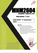 MNM2604 assignment 2 semester 2 2024 &lpar;Full referenced solutions&rpar;