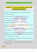 ECON-211&colon; Exam &num;1 Study Guide with Complete Solutions