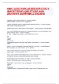 OHIO LEAD RISK ASSESSOR STUDY GUIDE&sol;TERMS QUESTIONS AND CORRECT ANSWERS A GRADED