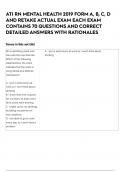 ATI RN MENTAL HEALTH 2019 FORM A&comma; B&comma; C&comma; D AND RETAKE ACTUAL EXAM EACH EXAM CONTAINS 70 QUESTIONS AND CORRECT DETAILED ANSWERS WITH RATIONALES