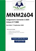 MNM2604 Assignment 2 &lpar;QUALITY ANSWERS&rpar; Semester 2 2024