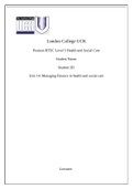 BTEC LEVEL 5 Unit 14 - Managing Finance in health and social care