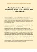 Nursing Professional Development Certification Review Exam Questions With Correct Answers