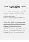 Nursing Theoretical Basis Exam Questions And Correct Answers