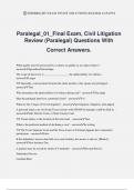 Paralegal&lowbar;01&lowbar;Final Exam&comma; Civil Litigation Review &lpar;Paralegal&rpar; Questions With Correct Answers&period;