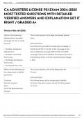 CA ADJUSTERS LICENSE PSI EXAM 2024-2025 MOST TESTED QUESTIONS WITH DETAILED VERIFIED ANSWERS AND EXPLANATION GET IT RIGHT &sol; GRADED A&plus;