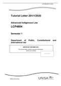 LCP 4804LCP4804_201_1_2020,Tutorial Letter 201/1/2020  Advanced Indigenous Law  LCP4804  Semester 1  Department of Public, Constitutional and  International law 