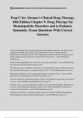 Prep U for Abrams's Clinical Drug Therapy&comma; 10th Edition Chapter 9&colon; Drug Therapy for Hematopoietic Disorders and to Enhance Immunity&period; Exam Questions With Correct Answers