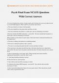 Psych Final Exam NCLEX Questions With Correct Answers