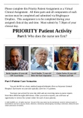 NURSING 104 Part I COVID 19 PRIORITY Patient Activity Patient Care Scenarios 