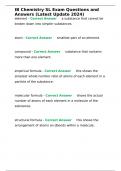 IB Chemistry SL Exam Questions and Answers &lpar;Latest Update 2024&rpar;