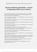 Research Methods and Statistics - practice test Questions With Correct Answers&period;