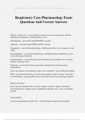 Respiratory Care Pharmacology Exam Questions And Correct Answers