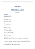 APM2611 ASSIGNMENT SOLUTIONS 2021 SEM1