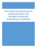 TEST BANK FOR ESSENTIALS OF NEUROANATOMY FOR REHABILITATIONLEAH DVORAK PAUL