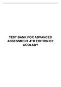 TEST BANK FOR ADVANCED ASSESSMENT 4TH EDITION BY GOOLSBY