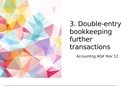 3. Double entry bookkeeping further transactions