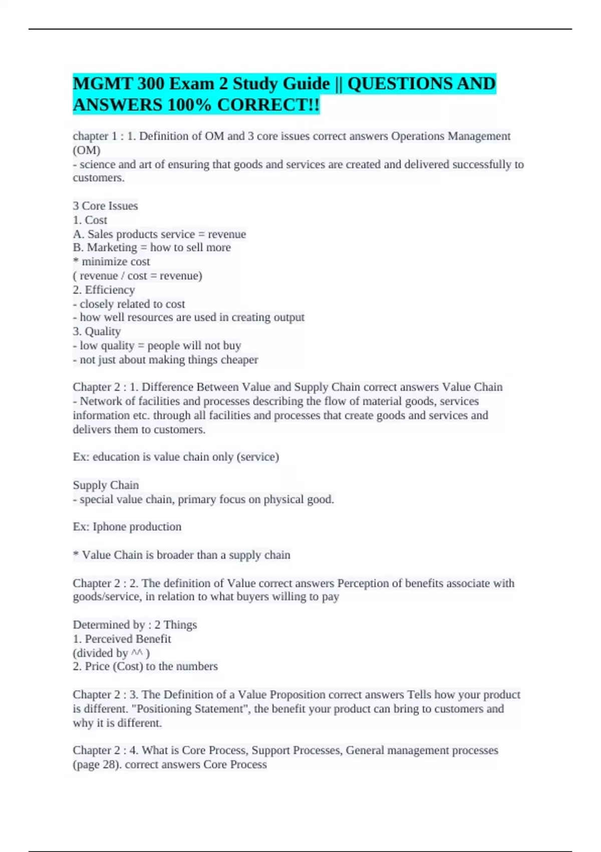 MGMT 300 Exam 2 Study Guide || QUESTIONS AND ANSWERS 100% CORRECT ...