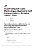BEHA 3102: Parent Consultation and Monitoring and Evaluating Staff Implementation of Behaviour Support Plans