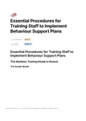 BEHA 3102: Essential Procedures for Training Staff to Implement Behaviour Support Plans