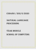 COS4861 203/0/2020 Natural Language Processing Year module 