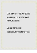 COS4861 105/0/2020 Natural Language Processing Year module