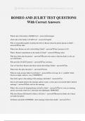 ROMEO AND JULIET TEST QUESTIONS With Correct Answers