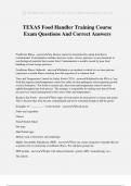 TEXAS Food Handler Training Course Exam Questions And Correct Answers