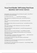Texas Food Handler 360Training Final Exam Questions And Correct Answers