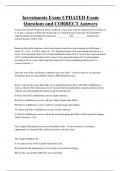 Investments Exam UPDATED Exam  Questions and CORRECT Answers