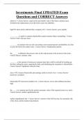 Investments Final UPDATED Exam  Questions and CORRECT Answers