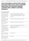 LOWA COMMERCIAL APPLICATOR LICENSE EXAM 2024-2025 ACTUAL EXAM COMPLETE QUESTIONS WITH DETAILED VERIFIED ANSWERS &lbrack;100&percnt; CORRECT ANSWERS&rsqb; GRADED A&plus;